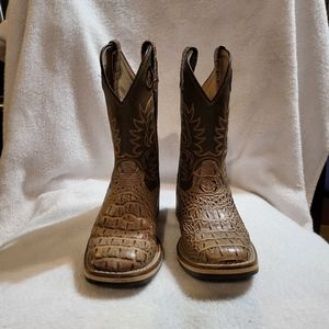 Smoky Mountain Kids Gator Brown Crazy Horse Western Cowboy Boots 3871